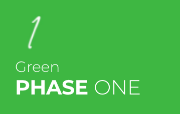 white text on a green background