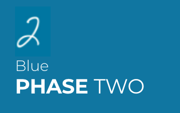 white text on a blue background