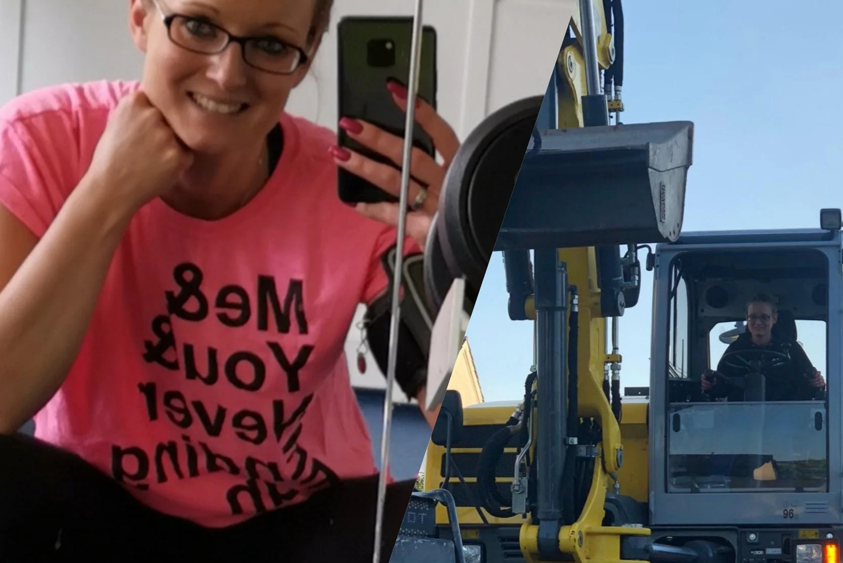 トラクターの後部座席に乗った男と笑顔を浮かべる男